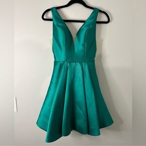 Sherri Hill Emerald Green Fit and Flare Mini Dress